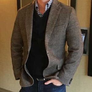 Turnbury 100% Wool Tweed Herringbone Blazer Sport Coat